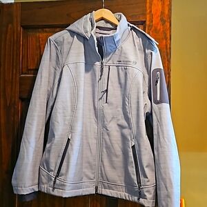 Free Country Water & wind resistant Fleece lined jacket w/hood. Gray - Size XXL